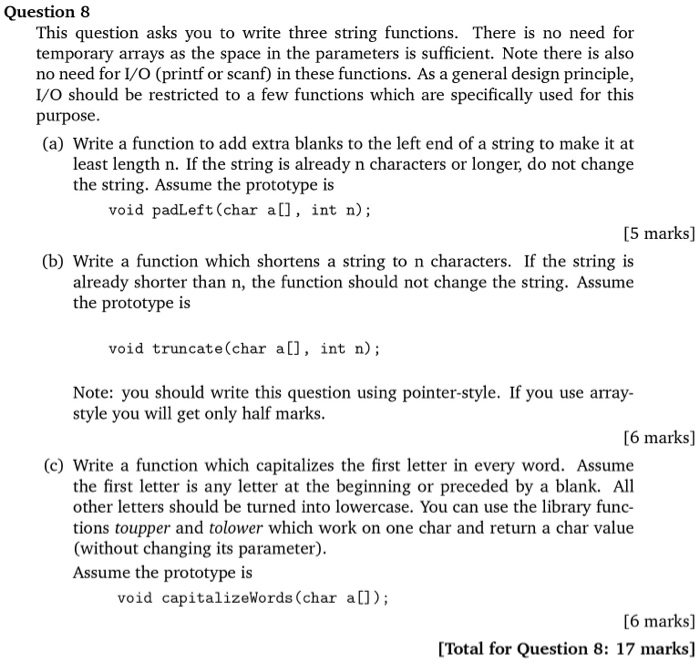 Solved This question asks you to write three string | Chegg.com