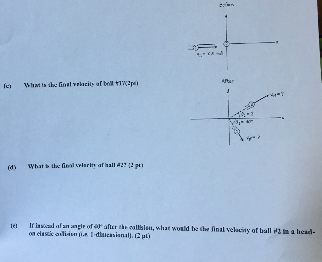 A billiard ball moving at .8m/s in the +x direction