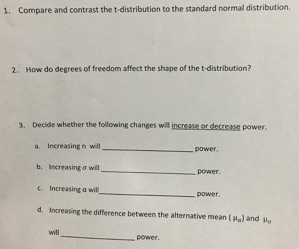 compare and contrast z distribution and t distribution
