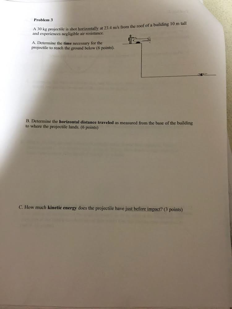 Solved A 30 kg projectile is shot horizontally at 23.4 m/s | Chegg.com