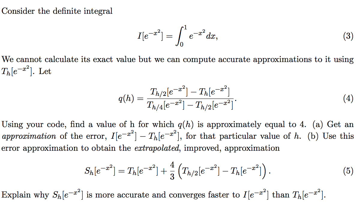 Consider the definite integral I[e^-x^2] = | Chegg.com