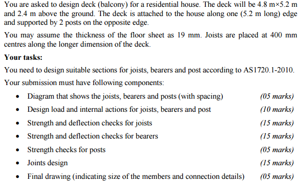 You are asked to design deck (balcony) for a | Chegg.com