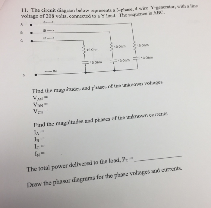 Solved The Circuit Diagram Below Represents A 3-phase, 4 | Chegg.com