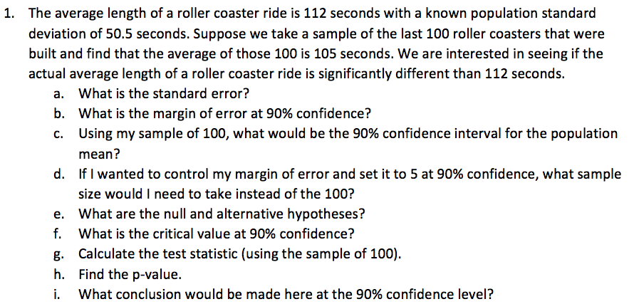 Solved The average length of a roller coaster ride is 112 Chegg