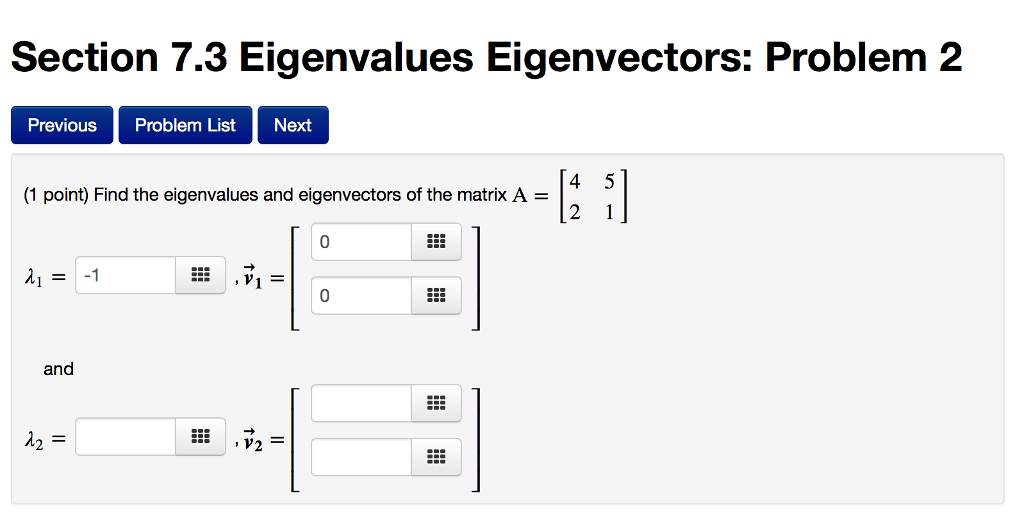 Solved Section 7 3 Eigenvalues Eigenvectors Problem 2