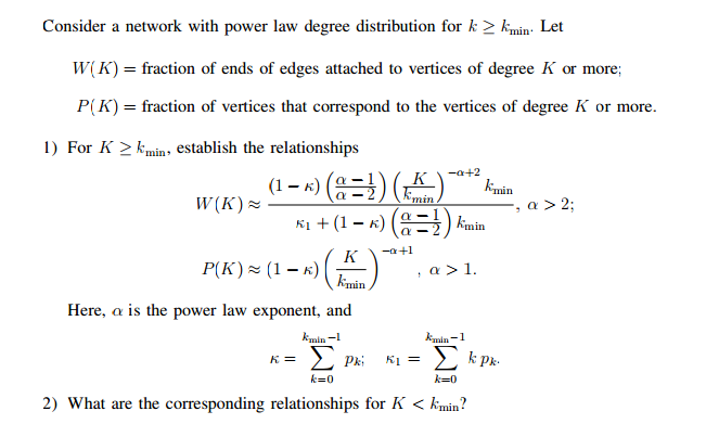 Consider a network with power law degree distribution | Chegg.com