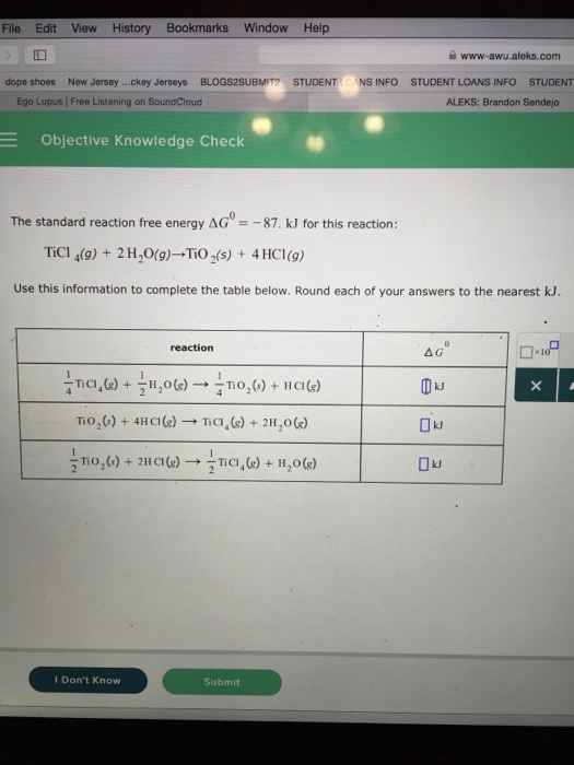 Solved The Standard Reaction Free Energy Delta G Degree