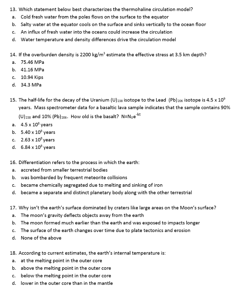 Solved 13 Which Statement Below Best Characterizes The Chegg