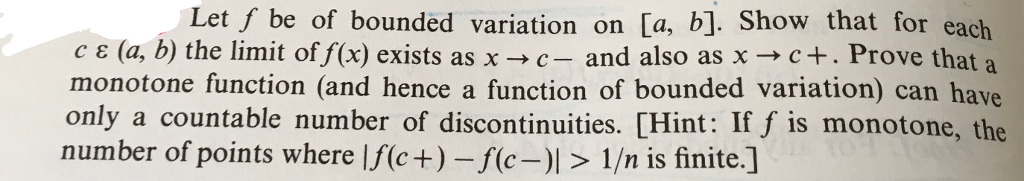 Solved Let F Be Of Bounded Variation On [a, B]. Show That | Chegg.com