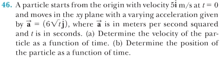 Solved A particle starts from the origin with velocity 5i | Chegg.com