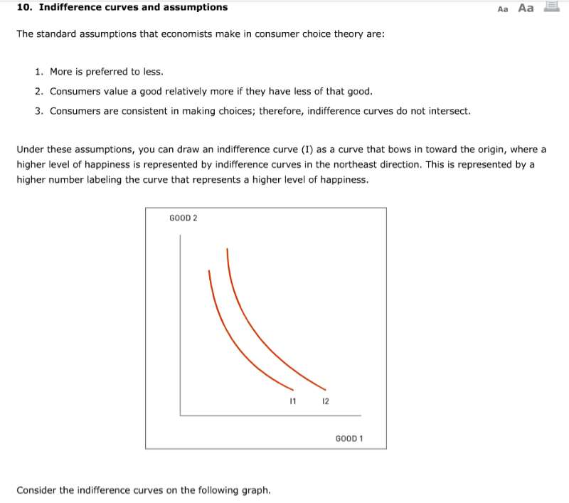 Solved 10. Indifference Curves And Assumptions Aa Aa The | Chegg.com