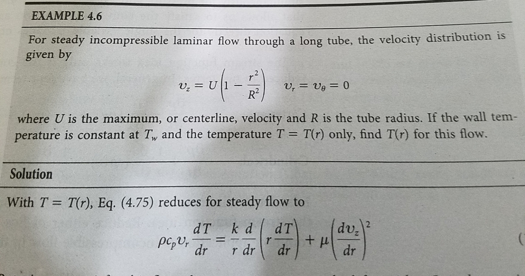 Solved EXAMPLE 4.6 For steady laminar flow