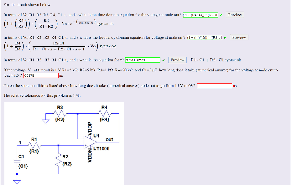 For the circuit shown below: In terms of Vo, R1, R2, | Chegg.com
