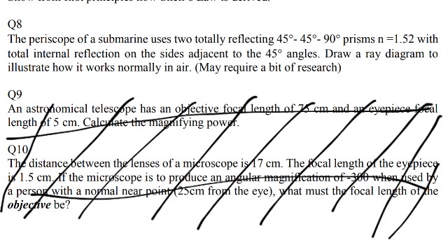 Solved Q8 The periscope of a submarine uses two totally | Chegg.com