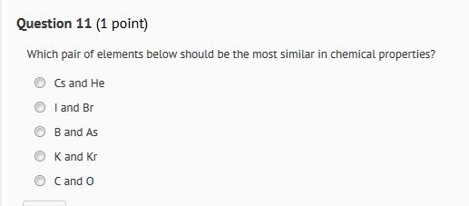 Solved Which pair of elements below should be the most | Chegg.com