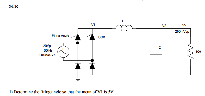 Solved Determine the firing angle so that the mean of V1 | Chegg.com