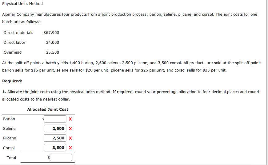 Solved physical units method alomar company manufactures chegg