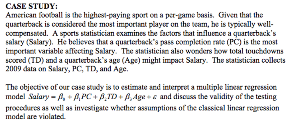 Solved CASE STUDY: American football is the highest-paying | Chegg.com