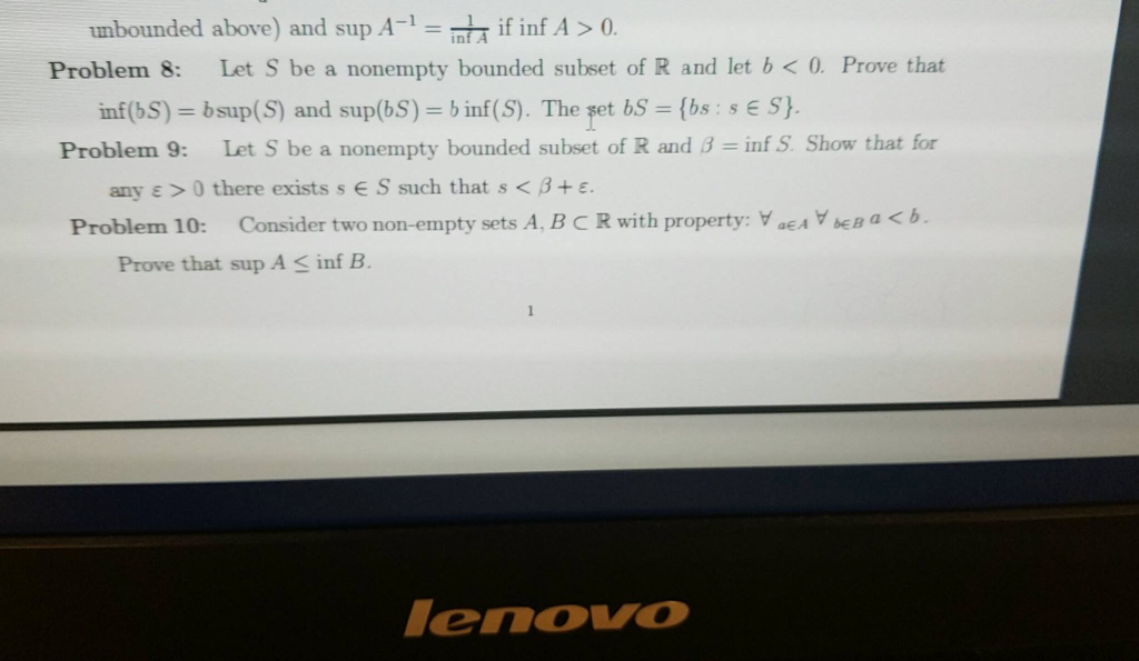 Solved Let S Be A Nonempty Bounded Subset Of Ropf And Let B | Chegg.com