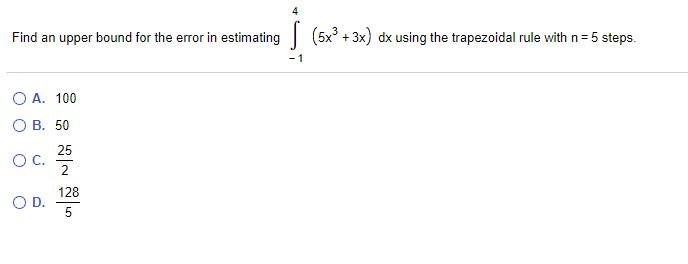 Solved Find an upper bound for the error in estimating | Chegg.com