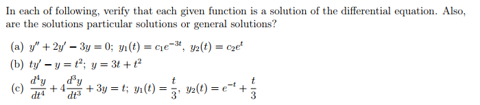 Solved In each of following, verify that each given function | Chegg.com