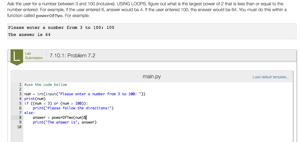 Solved Ask the user for a number between 3 and 100 | Chegg.com