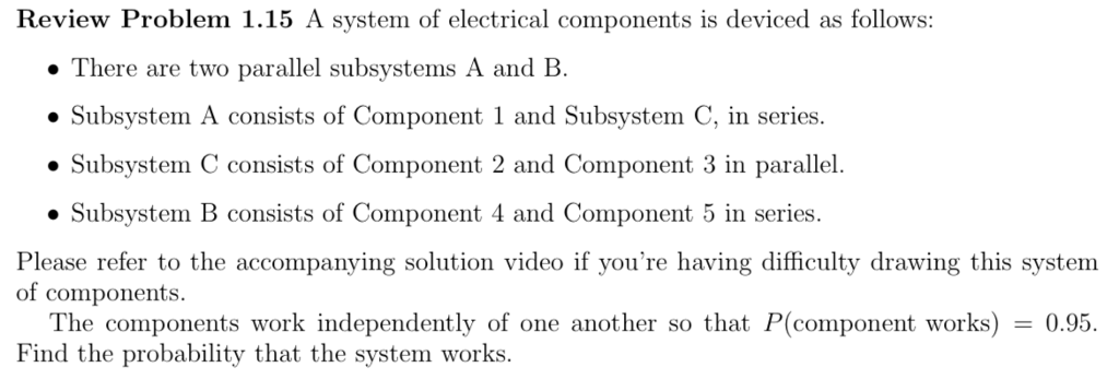 Solved Review Problem 1.15 A system of electrical components | Chegg.com