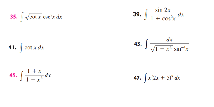 integral cot 2 x dx