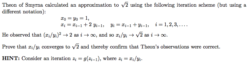 Solved Theon of Smyrna calculated an approximation to V2