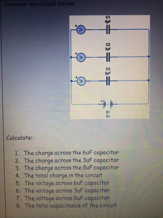 Solved The charge across the 6uF capacitor The charge across