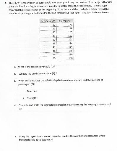 Solved 3. The city's transportation department is interested | Chegg.com