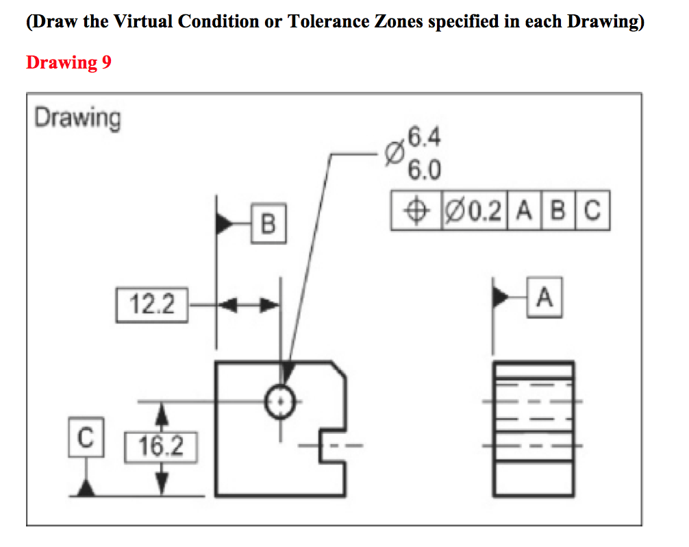 Solved (Draw the Virtual Condition or Tolerance Zones