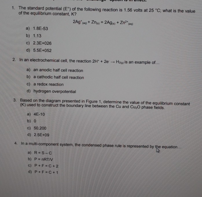 solved-1-the-standard-potential-e-of-the-following-chegg