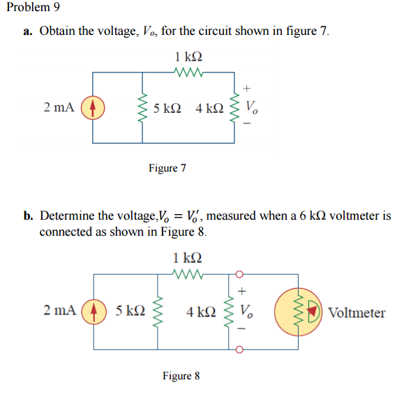 Solved Problem 9 9 a. obtain the voltage, Vo, for the | Chegg.com