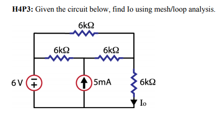 Solved H4P1: Given the circuit below, find Vo using nodal | Chegg.com