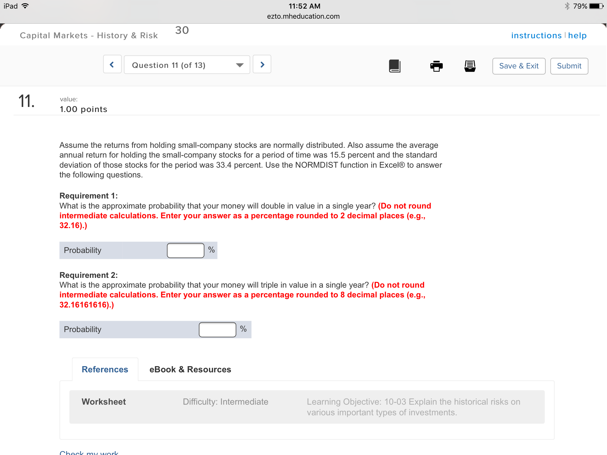 Solved Assume the returns from holding stocks