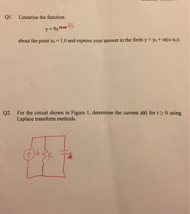 Solved Linearize The Function Y 9x 2 3 About The Point Chegg
