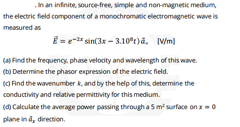 Solved In an infinite, source-free, simple and non-magnetic | Chegg.com