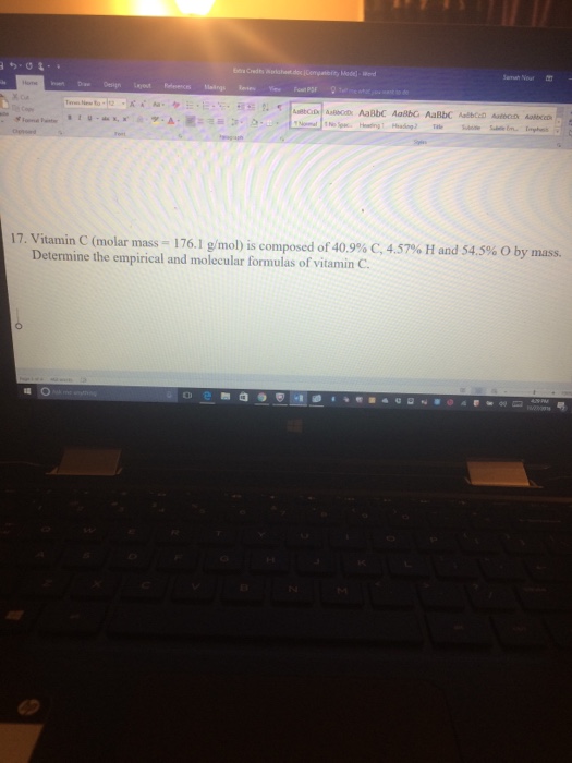 Solved Vitamin C (molar mass = 176.1 g/mol) is composed of