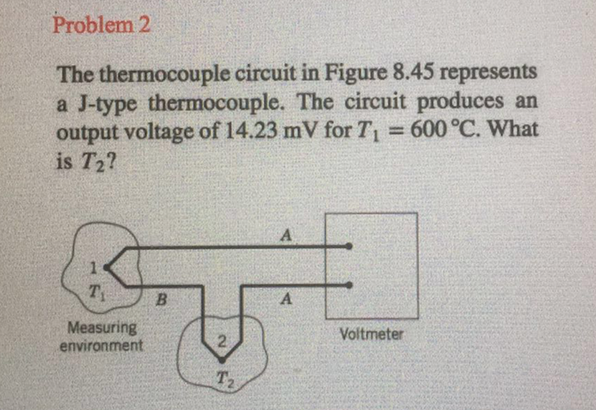 Solved The thermocouple circuit in Figure 8.45 represents a