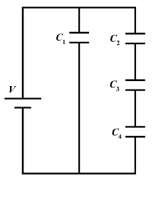 Four capacitors are arranged in the circuit shown in | Chegg.com