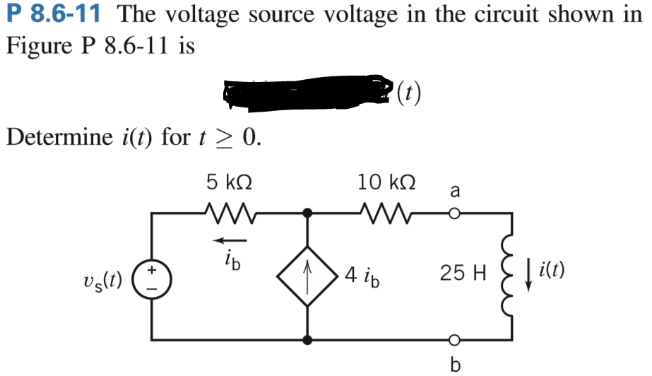 Solved P 8.6-11 The voltage source voltage in the circuit | Chegg.com