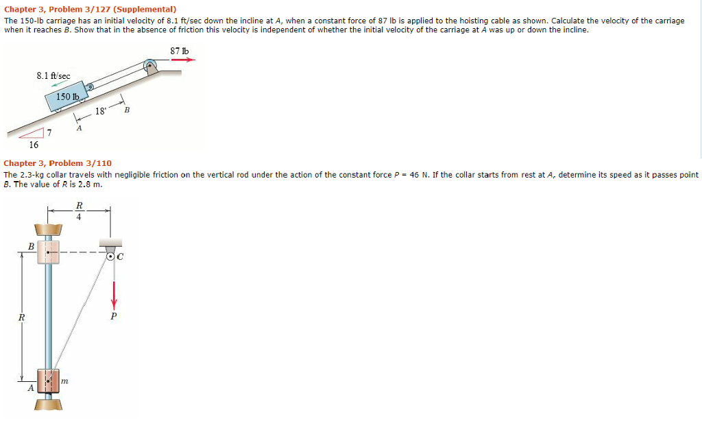 Solved The 150lb carriage has an initial velocity of 8.1