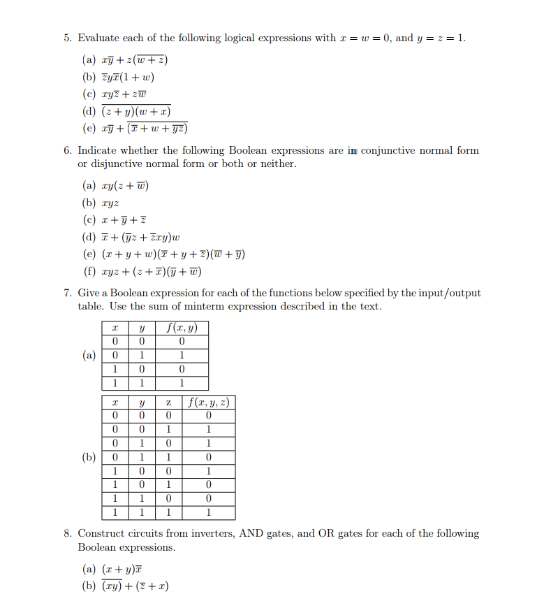 Solved 5. Evaluate Each Of The Following Logical Expressions | Chegg.com