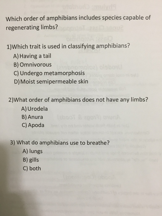 Solved Which order of amphibians includes species capable of | Chegg.com