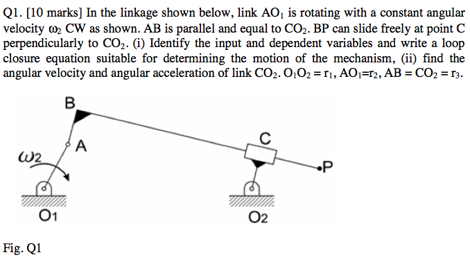 Solved In the linkage shown below, link AO_1 is rotating | Chegg.com