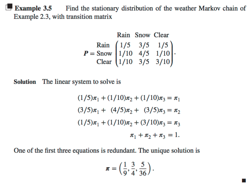 Solved L Example 3.5 Find the stationary distribution of the | Chegg.com