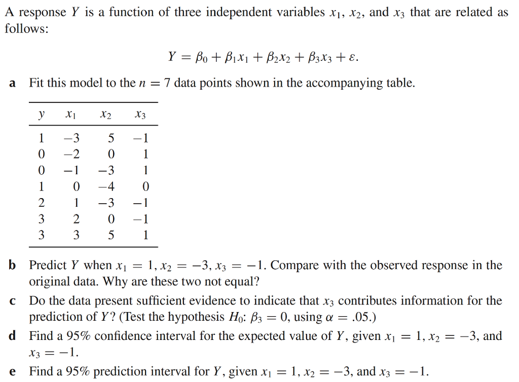 A response Y is a function of three independent | Chegg.com