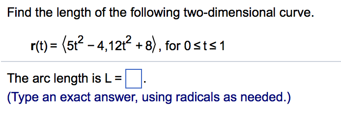 Solved Find the length of the following two-dimensional | Chegg.com
