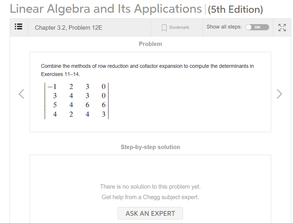 Solved Combine the methods of row reduction and cofactor Chegg